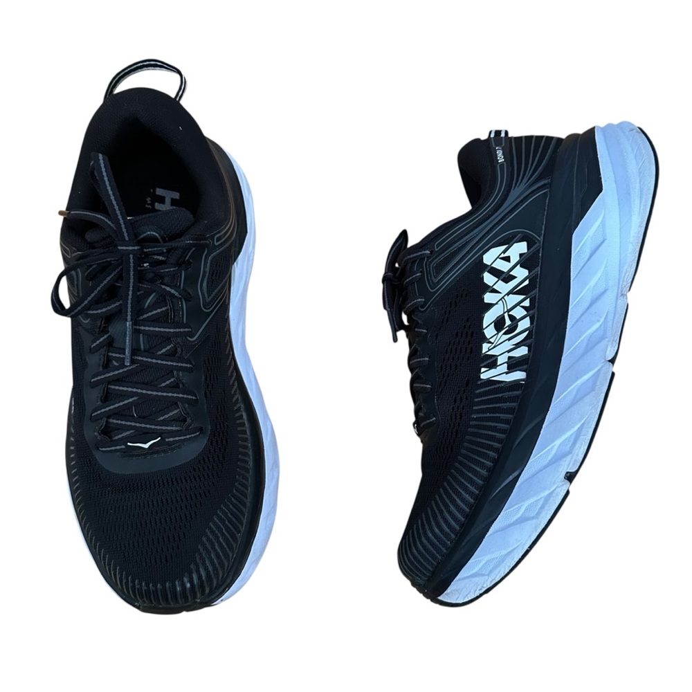 Hoka Black Athletic Shoes with White Accents